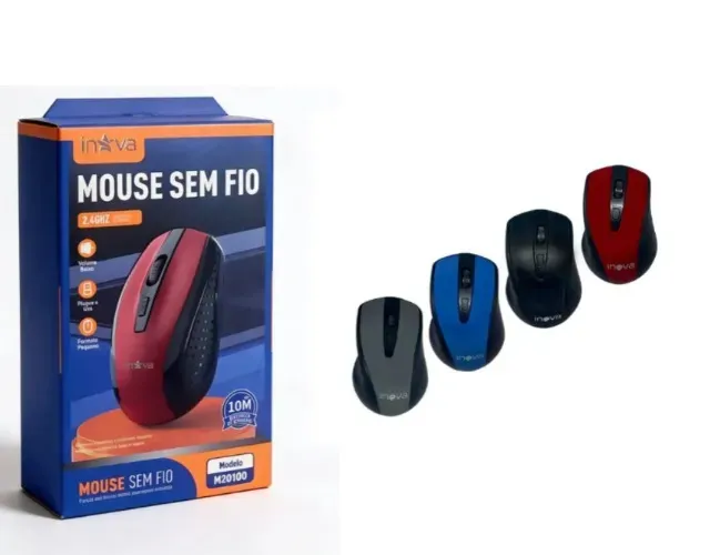 Mouse sem Fio Inova 2.4 GHZ Plug USB