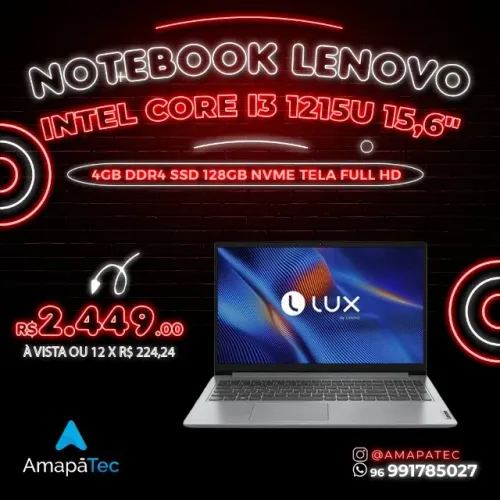 Notebook Lenovo Intel i3-1215u 4gb 128GB