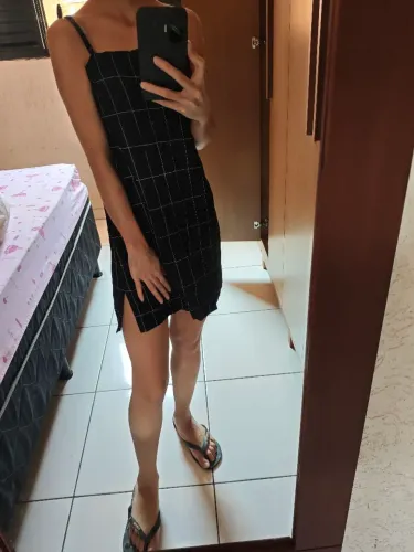 Vestido quadriculado preto 