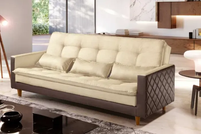 Pronta entrega, receba já! Sofá Cama Viena Linho 210cm - Poucas unidades