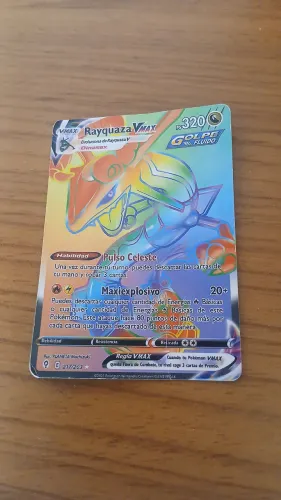 Carta pokémon,Rayquaza VMAX 217/203 Rainbow Rare Pokémon - Céus em evolução
