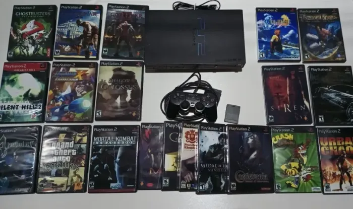 PS2 FAT Com Controle Original 20 Jogos Novos