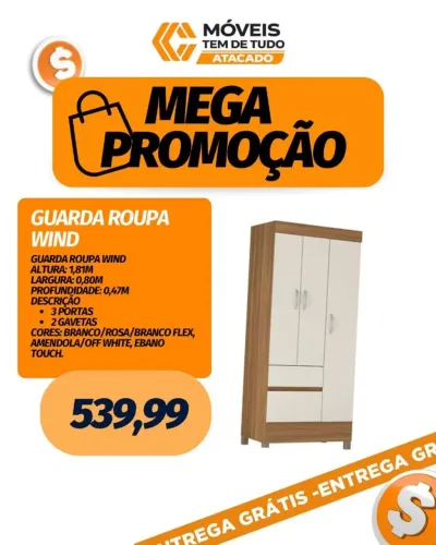 SUPER OFERTA DE QUEIMA DE ESTOQUE Guarda-Roupa Wind