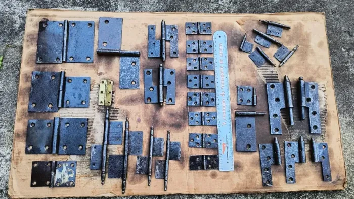 20 Dobradiças antigas Vintage em aço, mais 12 peças de reposição