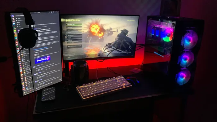 PC Gamer i5 6ª GTX 1070 16GB SSD 2TB + 2 Monitores 24? + Kit Gamer Completo 