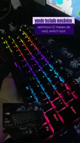 Teclado mecânico switch azul 60%
