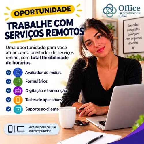 TRABALHE DE ONDE QUISER USANDO APENAS O SEU CELULAR OU COMPUTADOR!