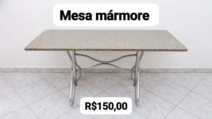 Mesa de mármore 6 cadeiras