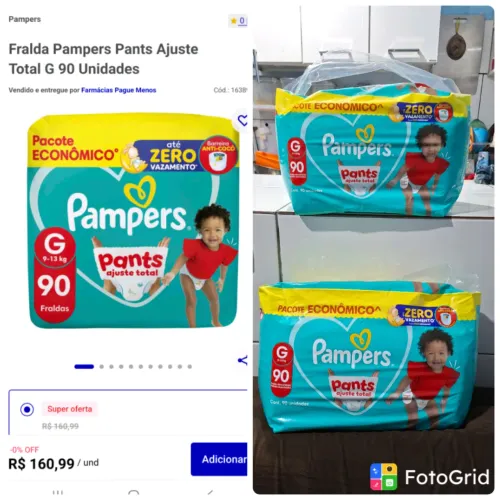 Pacotao Fraldas Pampers Pants Tam G com 90 uni fralda shortinho ( Aceito cartão )