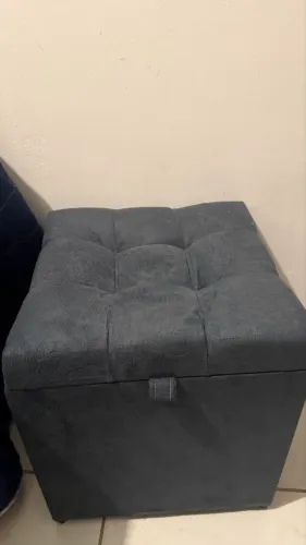 Puff baú com tecido suede confortável 