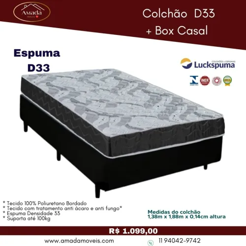 Colchão D33 + Box Casal - à pronta entrega