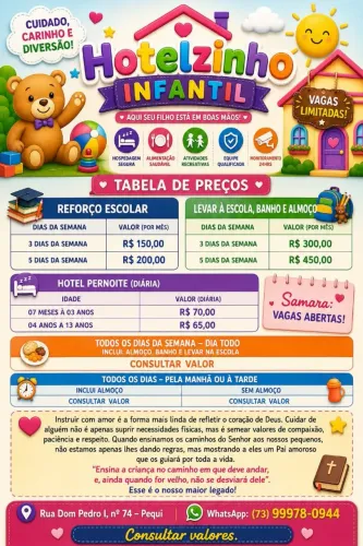 Hotelzinho, para sua criança com reforço escolar!