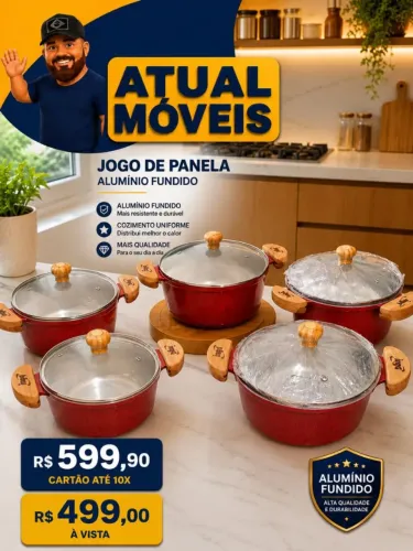 Jogo de panelas alumínio fundido