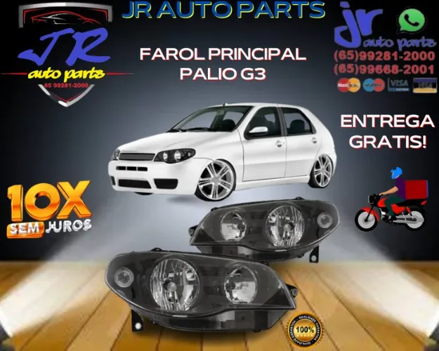 Farol Fiat Palio  G3 2004 2005 2006 2007 2008 2009 2010 Máscara Negra
