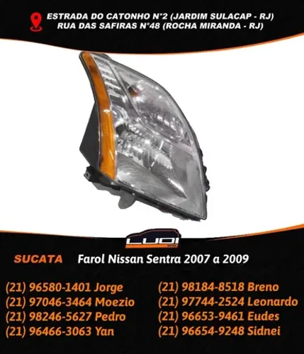 Farol Nissan Sentra 2007 a 2009
