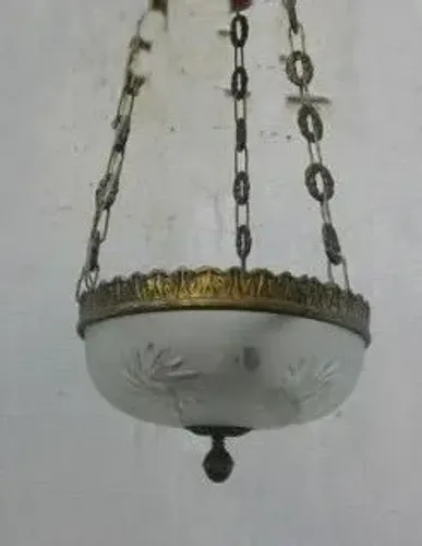 Luminária Antiga com suporte de ferro/bronze 