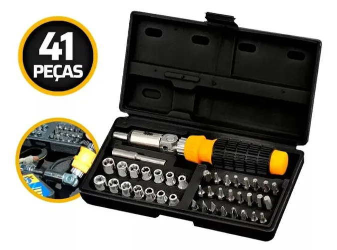 PROMOÇÃO - Jogo de Soquetes e Bits 41 Peças 1/4 Catraquinha - Pronta Entrega