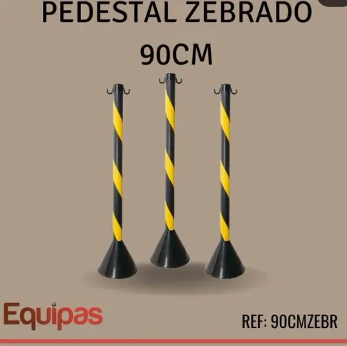 PEDESTAL PLÁSTICO ZEBRADO 90CM PT/AM - DELTAPLUS