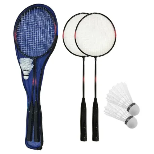 Kit De Badminton Com 2 Raquetes E 2 Petecas De Nylon