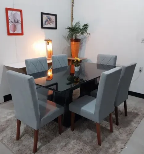 Mesa e Cadeiras Vidro Laqueado  A.L.T.O P.A.D.R.Ã.O (Nova)