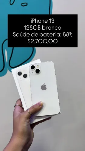 iPhone 13 / 128GB / Branco / Saúde de bateria 88%  / R$ 2.700,00