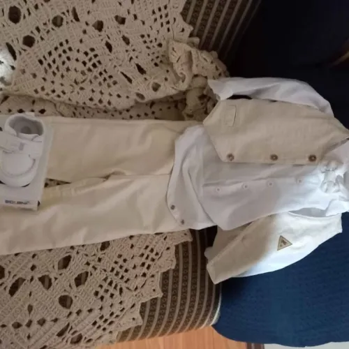 Conjunto Social Infantil batizado com sapatinho 