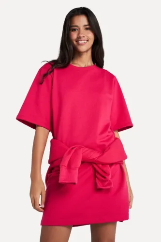Vestido Feminino Moletom Ovesized Rosa Pink RESERVA Simples