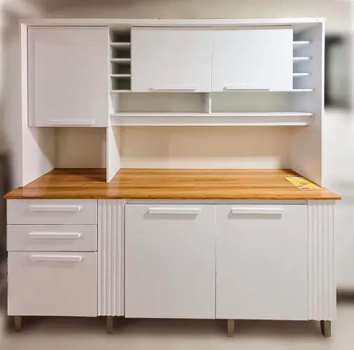 Armário Cozinha Catar Branco 6 Portas 2 Gavetas Larg. 2.00m- Produto Novo