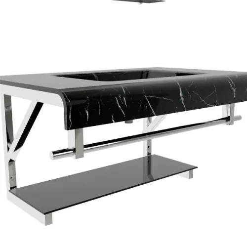Kit Gabinete para Banheiro com Cuba e Espelho 60cm Preto VB2011 VB Cristais
