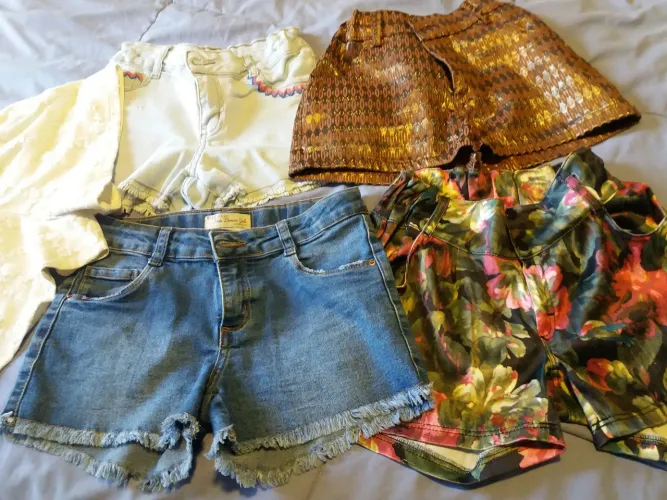5 bermudas de menina tam 09 a 10 anos 