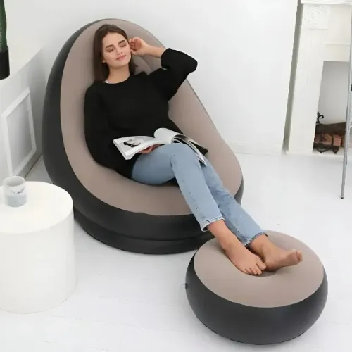 Poltrona Inflável Ultra Lounge com Puff - Marrom - Novo - Frete Grátis