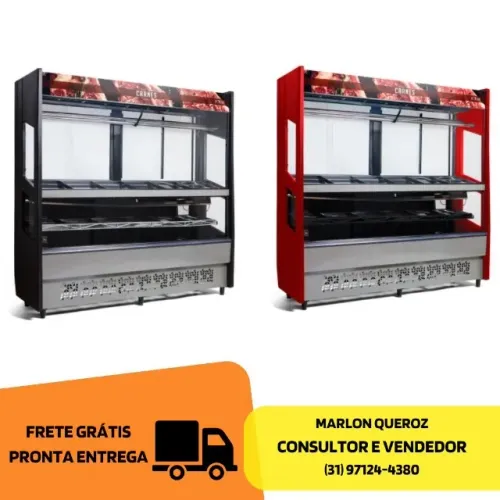 Balcão de Açougue Vertical 2M Polar 220v Preto/Vermelho