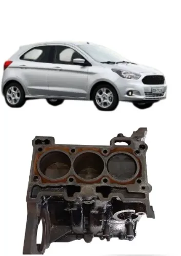 Bloco motor Ford ka 1.0 3 cilindros com virabrequin pistão biela 