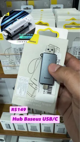 Leitor de Cartão 2 em 1 Baseus 3.0 Metal