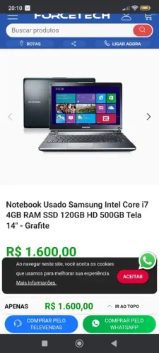 Notebook Samsung Core i7 4GB RAM HD 500GB Tela 14