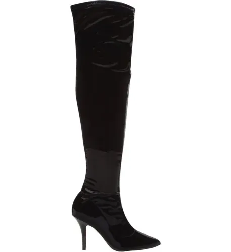 Bota Over Knee Preta Verniz - Elegância e Estilo!