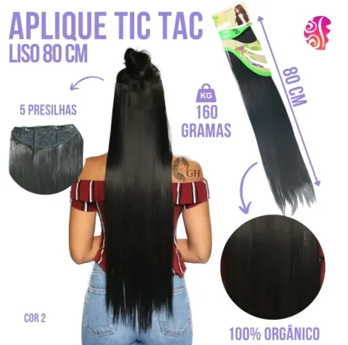 Cabelo tic tac 80 centímetros orgânico
