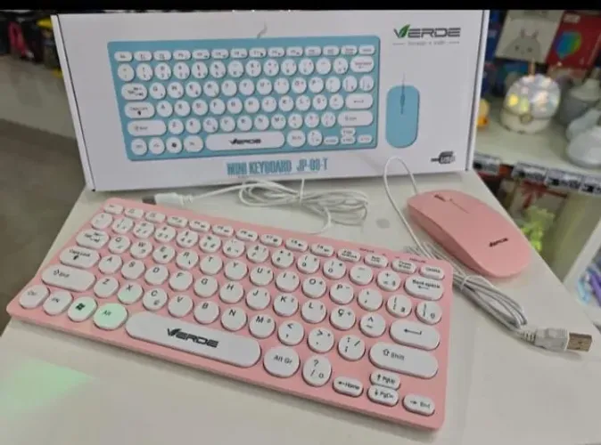 Teclado e Mouse, Kit Ultrafino, com fio, cores Lindas !!