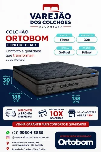 Confort Black Ortobom. Espuma sofá gel 30cm ZAP *