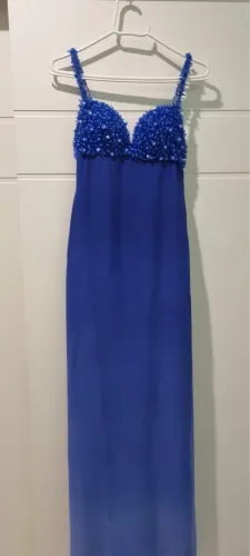 VESTIDO AZUL LONGO DE ALTA COSTURA