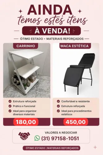Vende se maca e carrinho auxiliar semi novos, maca nunca foi usada