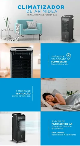 Climatizador de Ar Frio Midea Preto<br>AKAP2_OUT