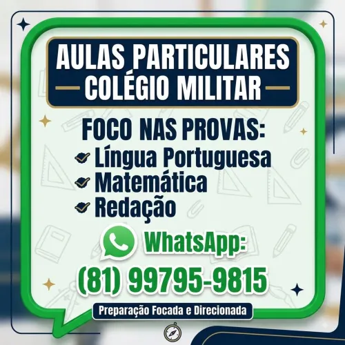 Aulas para prova do colégio militar em Recife