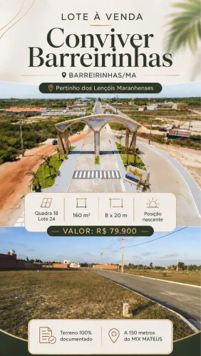 Lote à venda no Conviver Barreirinhas - 160 m², nascente