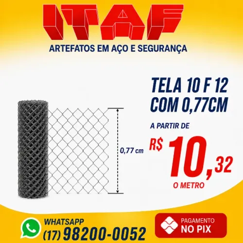 TELA DE ALAMBRADO 10 FIO 12 COM 0,77CM