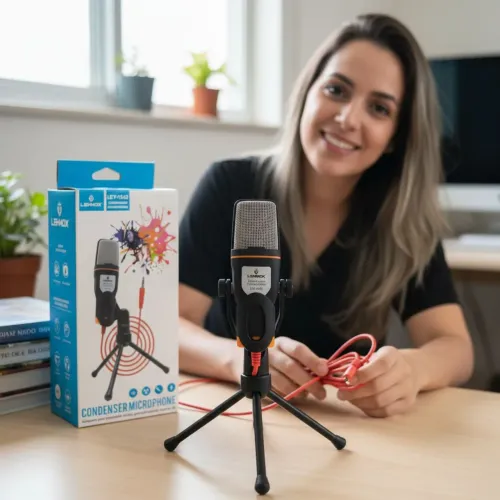 Microfone com fio - com captação de áudio profissional - entrega rápida