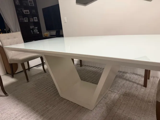 Mesa de Jantar 8 Lugares Vidro Verde Claro