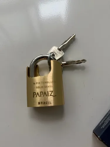 Cadeado Papaiz 50mm CRT-50R Latão Maciço com 2 Chaves