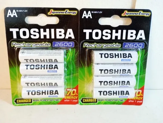 kit 8 pilhas recarregáveis toshiba aa 2600mah