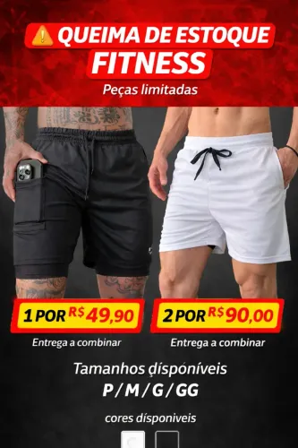 Shorts 2 Em 1 Masculino Dryfit Academia